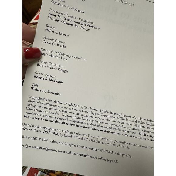 Rubens to Rhubarb: The Ringling Museum Cookbook by Helen L. Lawson - Picture 5 of 5